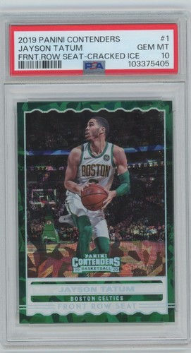 2019-20 Contenders Jayson Tatum Front Throw Seat /25 PSA 10 Cracked Ice