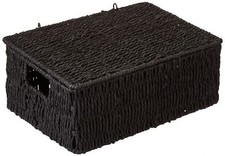 Storage Boxes With Lid, Storage Baskets for Shelves Hamper Basket, Black