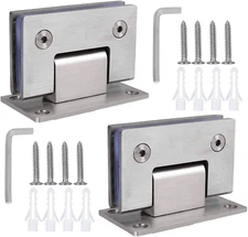 2PACK 90 Degree Shower Door Hinges, Heavy Duty Frameless Glass Door Hinges Stain