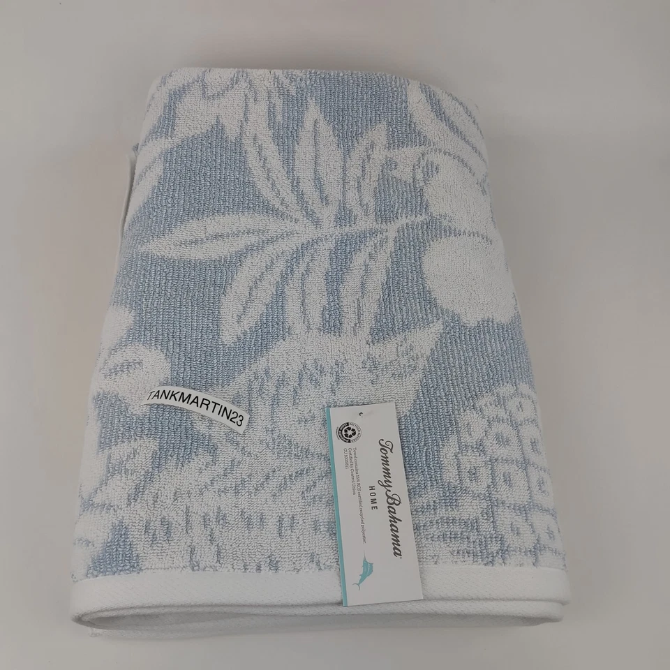 6 piezas Tommy Bahama (2) toallas de baño y (2) de mano y (2) punta trópicos flores azules blancas Foto 3 de 4