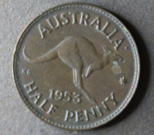 * 1953 HALFPENNY GOOD CIRCULATED FAR AWAY DOT #FJP45 - Picture 8 of 9