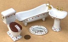 Dolls House 4 Piece Ceramic Bathroom Set 1:12...
