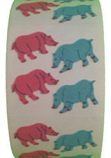 400 Rhino Stickers in roll of 100 modules 2" x 2" , each sticker 1.00", RFZ1409