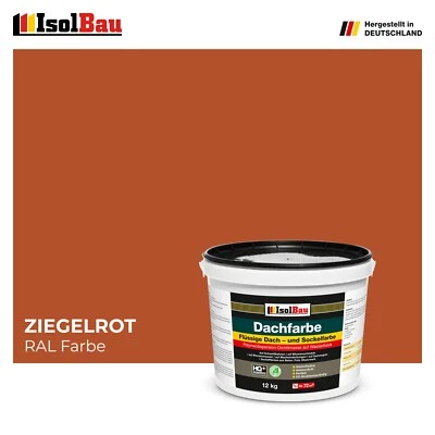 ISOLBAU Dachfarbe Sockelfarbe Ziegelrot 12kg Fassadenfarbe RAL Farbe Nano Polymermembran
