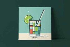 Bar Cart Decor: Cocktail Poster, Mojito Cocktail Poster for Bar Cart Decor,