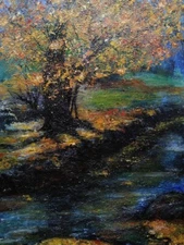 "Autumn tree", original acrylic hand painted art 16,5×11,7inch(A3)+frame