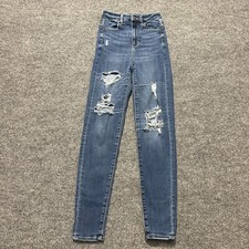 American Eagle Curvy Super Hi-Rise Jegging Size 00 Blue Denim Next Level Stretch