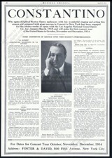 1914 Florencio Constantino photo opera singing recital tour booking vtg print ad