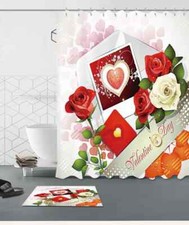 Flowers And Postcards 3D Shower Curtain Waterproof Fabric Bathroom Decoration