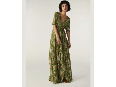 green metallic wrap dress ba&sh FD35926