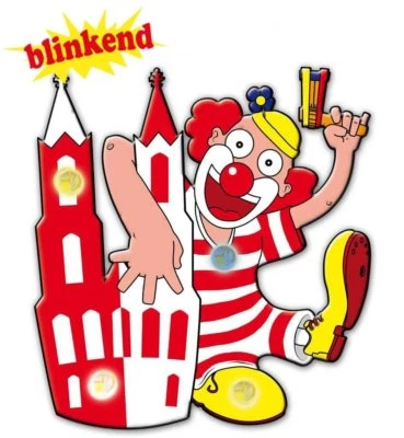KARNEVALSTEUFEL Blinkie Motiv Dom-Clown blinkend Anstecker Karneval Accessoire Köln 124068113F