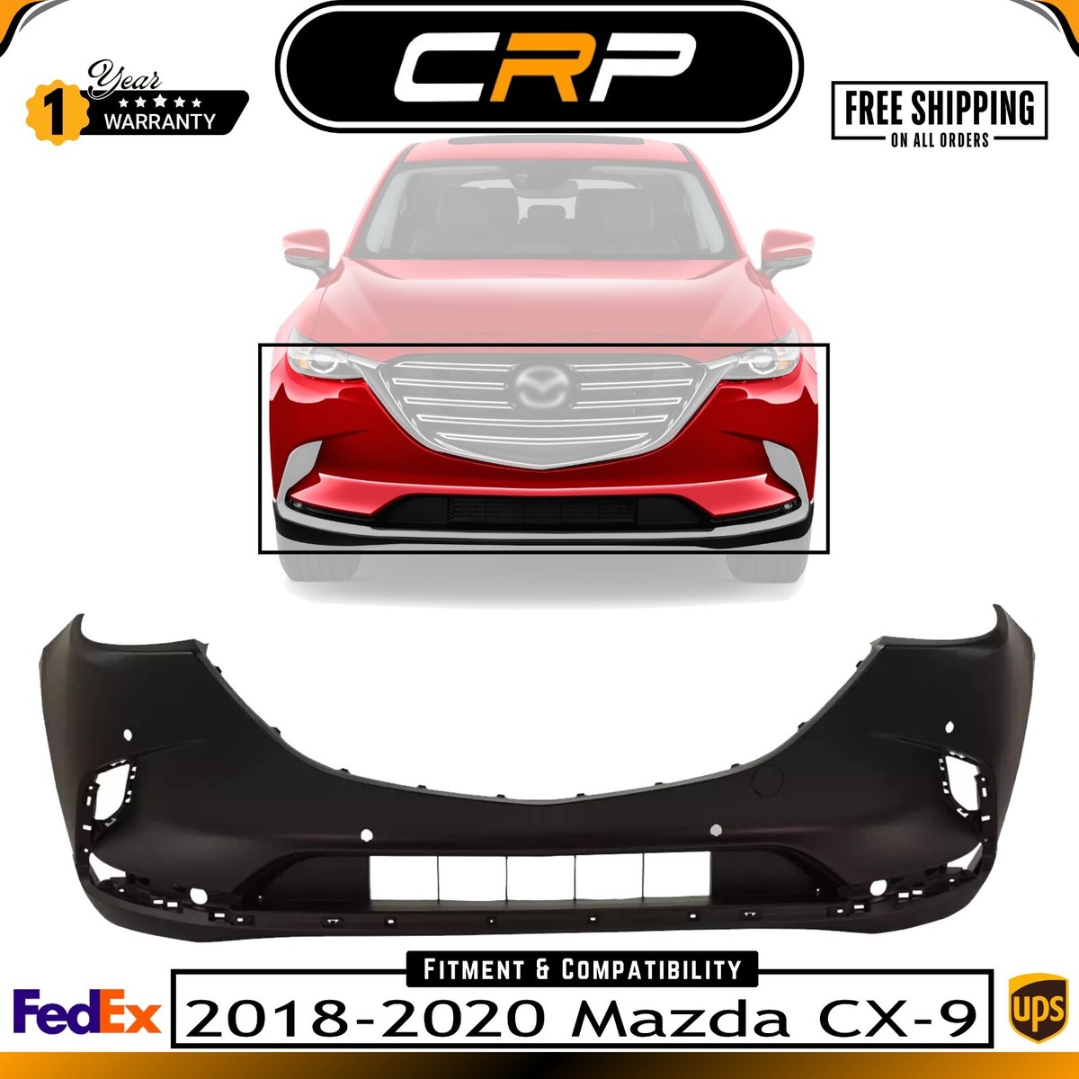 TM5550031BBB New Bumper Cover Fascia Front for Mazda CX-9 2018