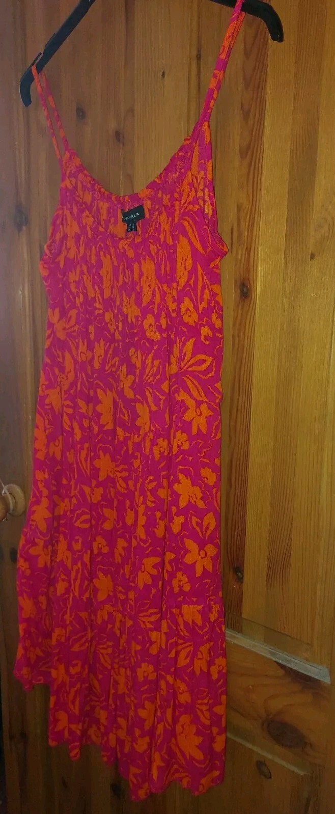 Blue Vanilla pink orange floral crinkle ethnic hippie boho sun dress M  BNWT image 2