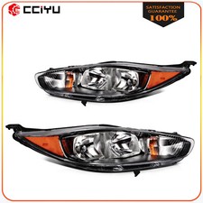 Headlights Assembly For 2014-2018 Ford Fiesta Black Housing Headlamps Pair