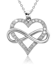 Infinity Heart Necklace for Women Sterling Silver with Cubic Zirconia Stones