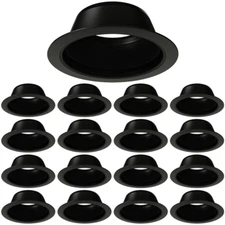 6 Inch Black Stepped Baffle Recessed Housing Can Trim Black Ring PAR/R30 12 Pack
