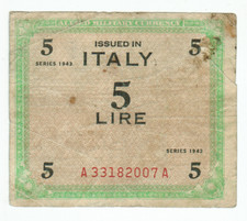 ITALY BANKNOTE 5 LIRE 1943