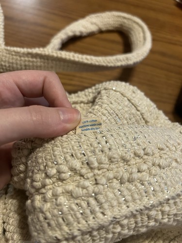 NWT Anthropologie Raj Cotton Woven Carpet Large Tote Shopping Bag Cream - Picture 3 of 8