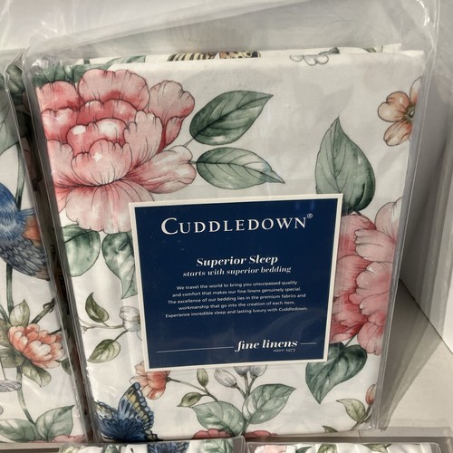 Cuddledown  100% Cotton Adrina Print Lot  Queen Flat +Fitted+ Sham Cases new - Picture 3 of 9