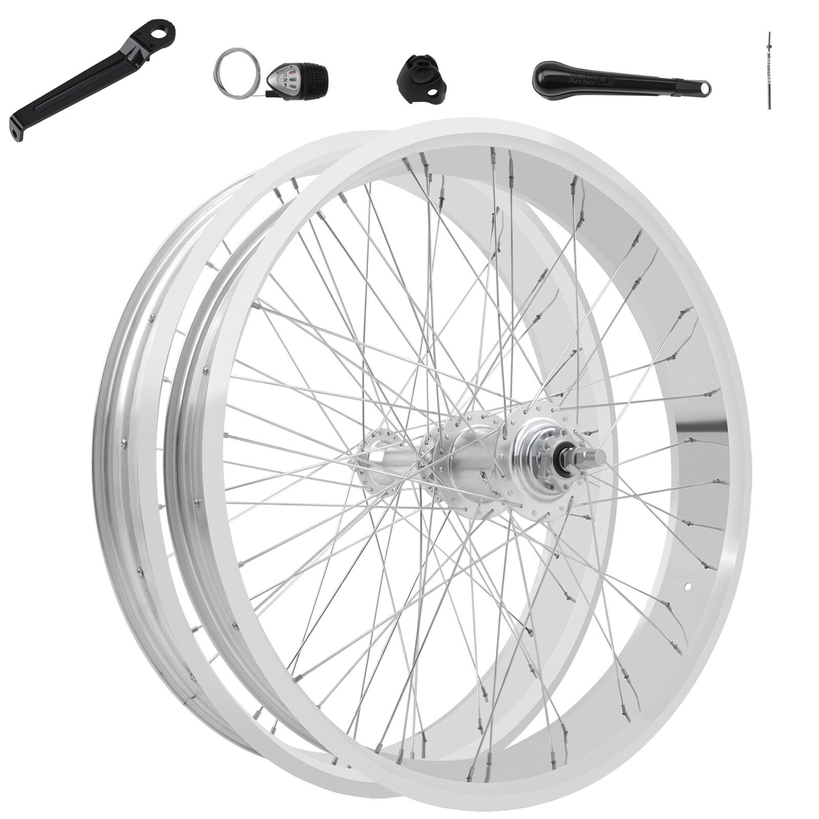 Tracer 26''x4.0 Wheel Set Fat Rims Internal 3 Speed Alloy With Disk Brake Polish