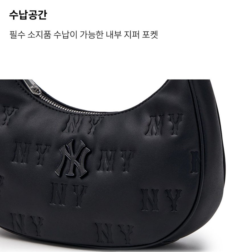 MLB ダイヤ モノグラム ファー ホボバッグ NY (Black) Hobo Bags