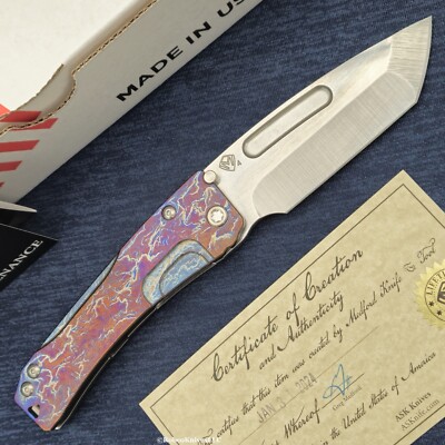 Medford Slim Midi LEFT-HANDED Tanto S45VN Blade Flamed/Tumbled Titanium Handles