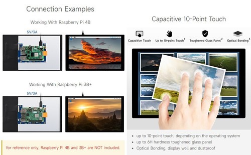 Waveshare 10.1inch Capacitive Touch Display for Raspberry Pi 1280×800, IPS, DSI - 第 6/9 張圖片