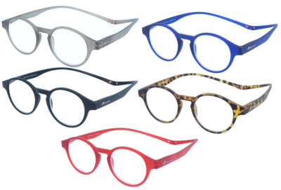 funktionelle Lesebrille ''MAG'' mit  Magnetbügelenden und transparentem Stecketui