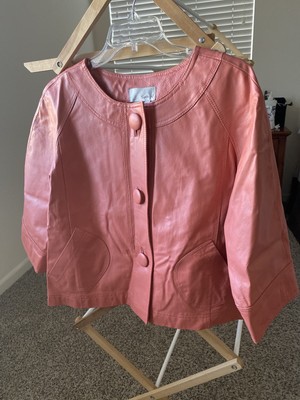 peach colour leather jacket