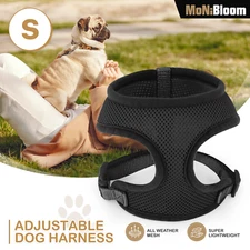 Dog Pet Harness Adjustable Control Breathable Mesh Reflective Chest Strap Black