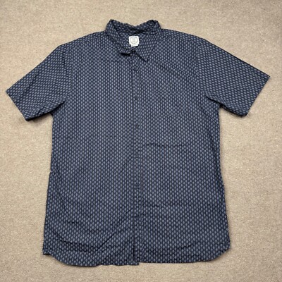 Voyager Mens Shirt Size 2XL Blue Short Sleeve Button Up Collared Preppy Adults