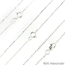 925 Sterling Silver Ball Bead Diamond Cut Chain Necklace .925 Italy All Sizes