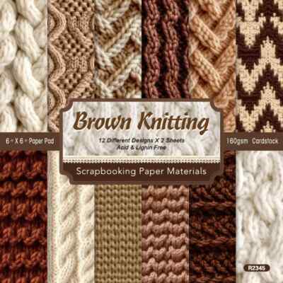 Brown Knitting Wool Yarn Patterns Scrapbook Card Journal Craft Cardstock Paper