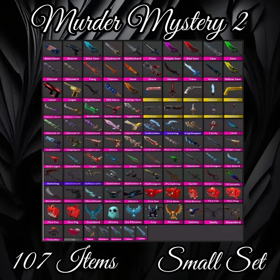Murder Mystery 2 Mm2 Godly Set (small Set) 107 Items - Very Rare Now!