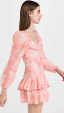 Love Shack Fancy  Frilled' Tayton'  Dress Coral Romance    12 USA (16 UK ) NWT..