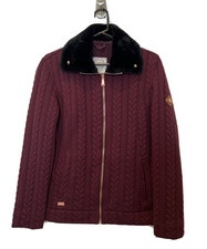 Regatta Great Outdoors Womens Sweater Jacket Fur Trim Collar Maroon Medium/8