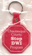 circa 1990 Chautauqua County, New York - STOP DWI key fob and ring: