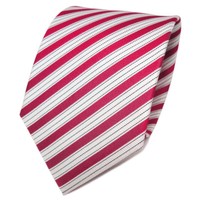 Tigertie Designer Seidenkrawatte Rot Signalrot Weiß Gestreift - Krawatte Seide
