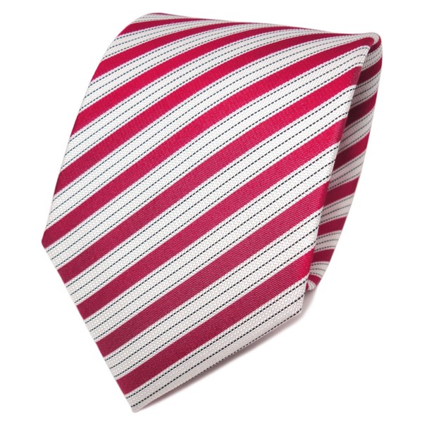 Tigertie Designer Seidenkrawatte Rot Signalrot Weiß Gestreift - Krawatte Seide-image