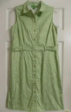 Women's Beautiful Island Republic Green & White Sleeveless Dress Size S W/ Belt