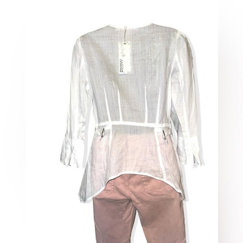 NWT MIILLA white linen zip up blouse SZ M - Picture 3 of 7