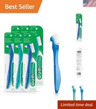 Comfortable Grip Denture Brush - Dual-Headed Design, Dentist Approved, Set of 6