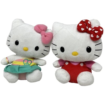 Ty Hello Kitty Beanie Plush Lot Hippie Peace Dress Red Jumper 2009 2010 6 Inch