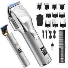 Cordless Hair Clipper Beard Trimmer for Men W/ LCD Display & Trimmer Set For Men