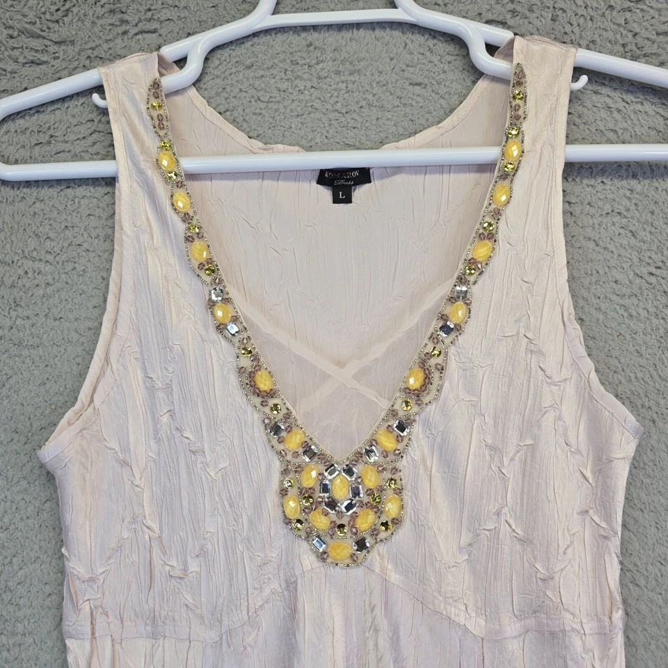 Vintage Komarov Maxi Dress Womens L Jeweled Neckline Charmeuse Asymmetric Flowy - Image 4 of 4