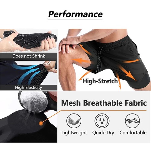 Anime Gym Shorts 2 In 1 Bilayer Quick Dry Running Short Pants Workout Jogging - Picture 3 of 42