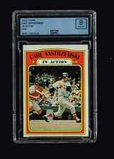 1972 Topps #38 Carl Yastrzemski IA In Action Red Sox HOF MPE 8 NM-MT