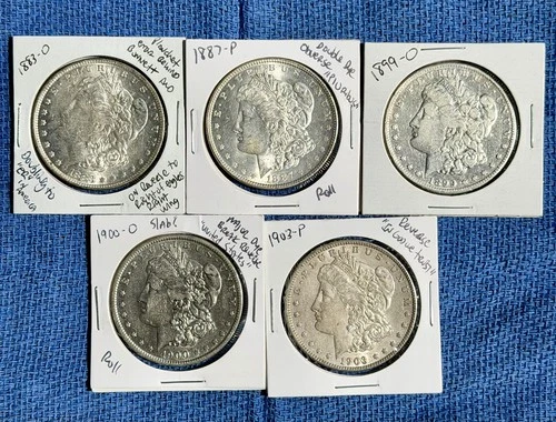 BU Morgan Silver Dollars Lot of 5 1883-O, 1887-P, 1899-O, 1900-O, 1903-P ERRORS