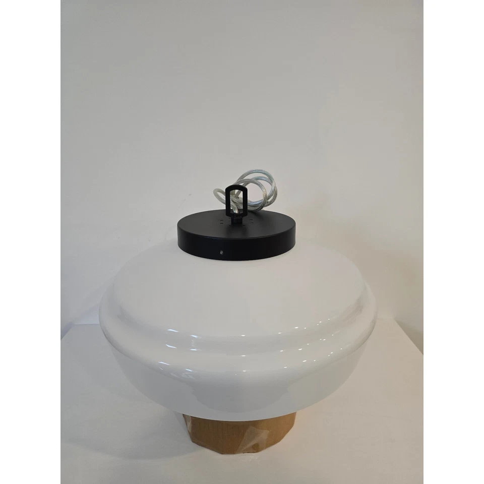 Colgante de vidrio esmerilado ajustable techo acabado negro hogar y mano con magnolia Foto 4 de 4