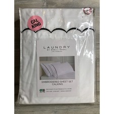 Laundry By Shelli Segal Embroidered Sheet Set CAL KING with Black Embroidery